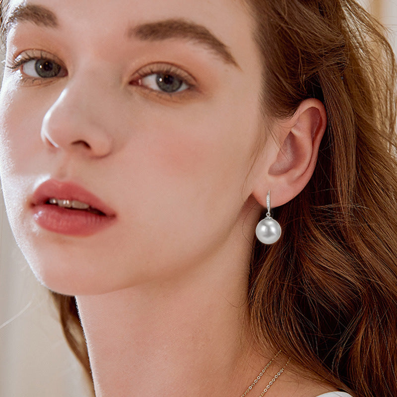 S925 Sterling Silver Earrings, Gray Pearl Earrings, Earrings, Ear Hooks, New High-end Sense, satile Stud Earrings for Women