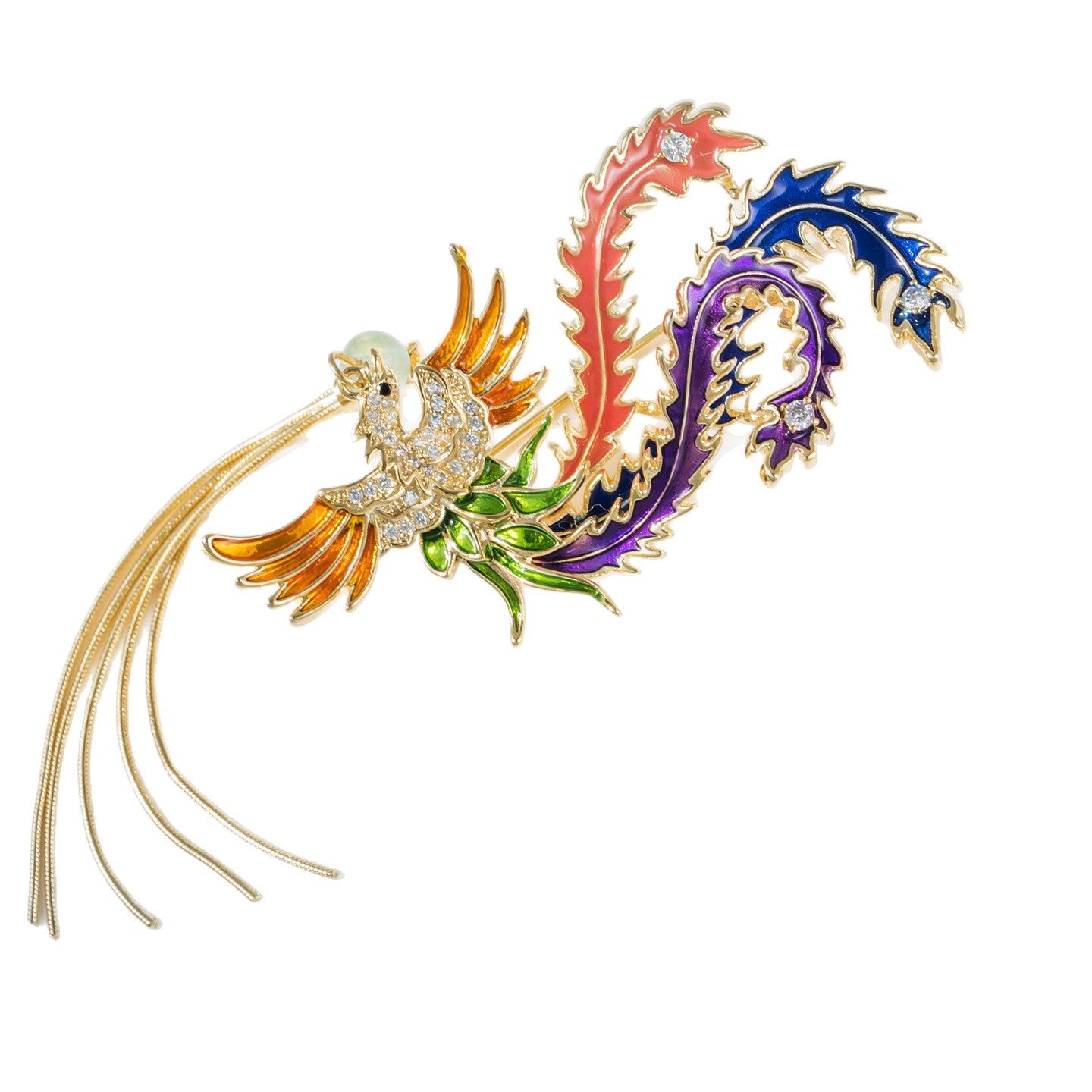 Exquisite Elegant Diamond Phoenix Animal Brooch