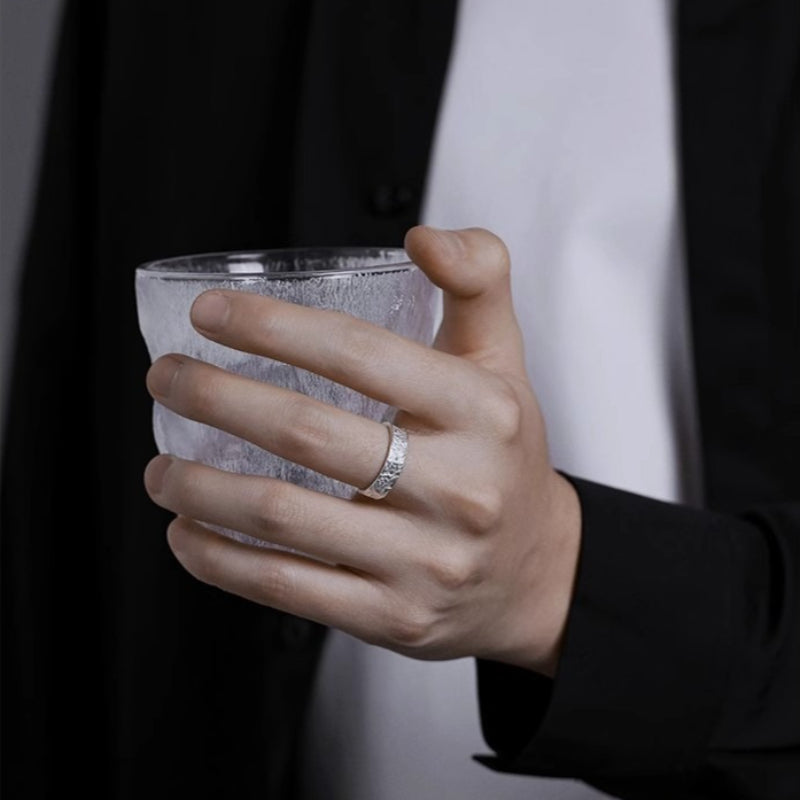 Dapaza S999 Silver Lava Texture Ring