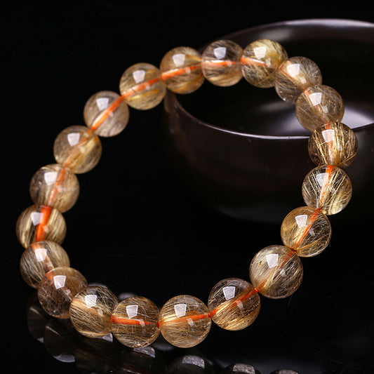 Buddha Life 7A Natural  Golden Rutilated Quartz Crystal Bracelet