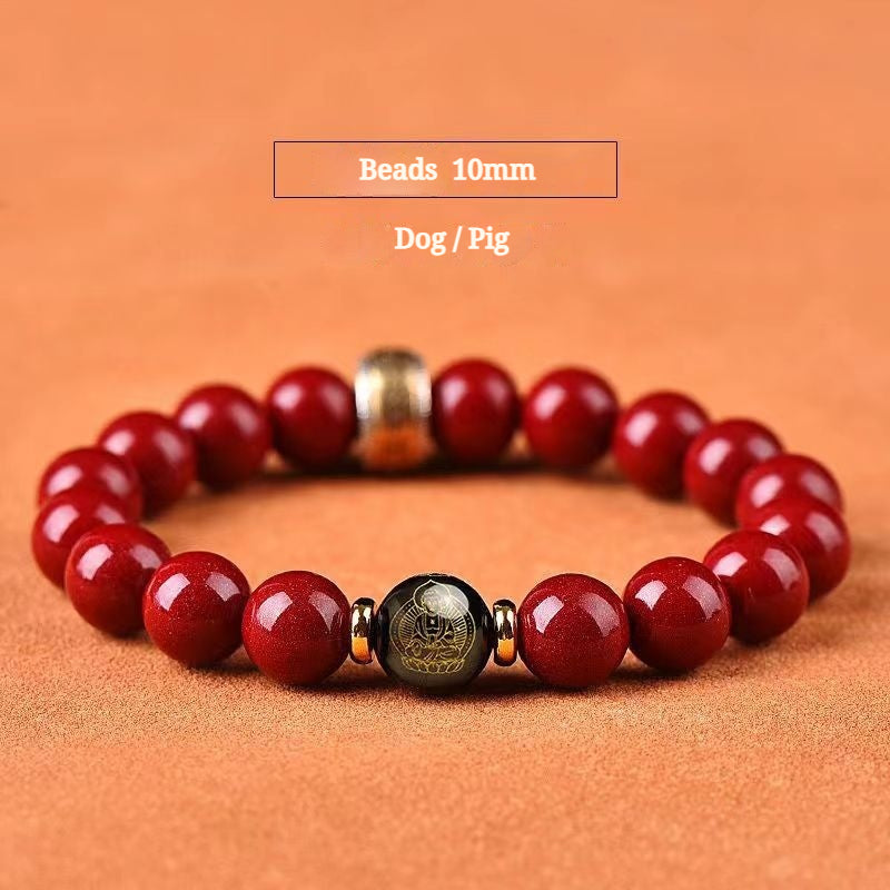 Buddha Life Cinnabar Sterling Silver Natal Buddha Chinese Zodiac Bracelet