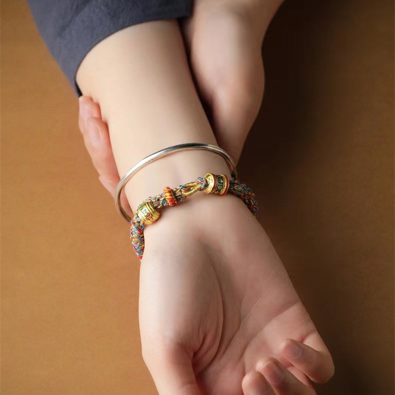 Buddha Life Tibetan Om Mani Padme Hum Mantra Hand Rope Multicolored Rope Hand