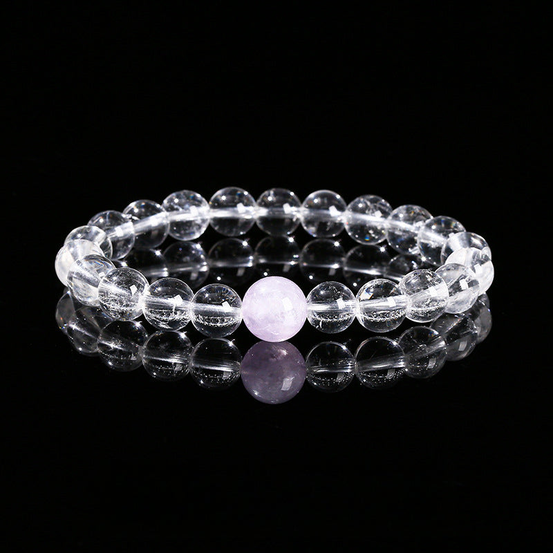 Buddha Life 7A Natural White Crystal, Aquamarine Top Bead Bracelet for Men and Women