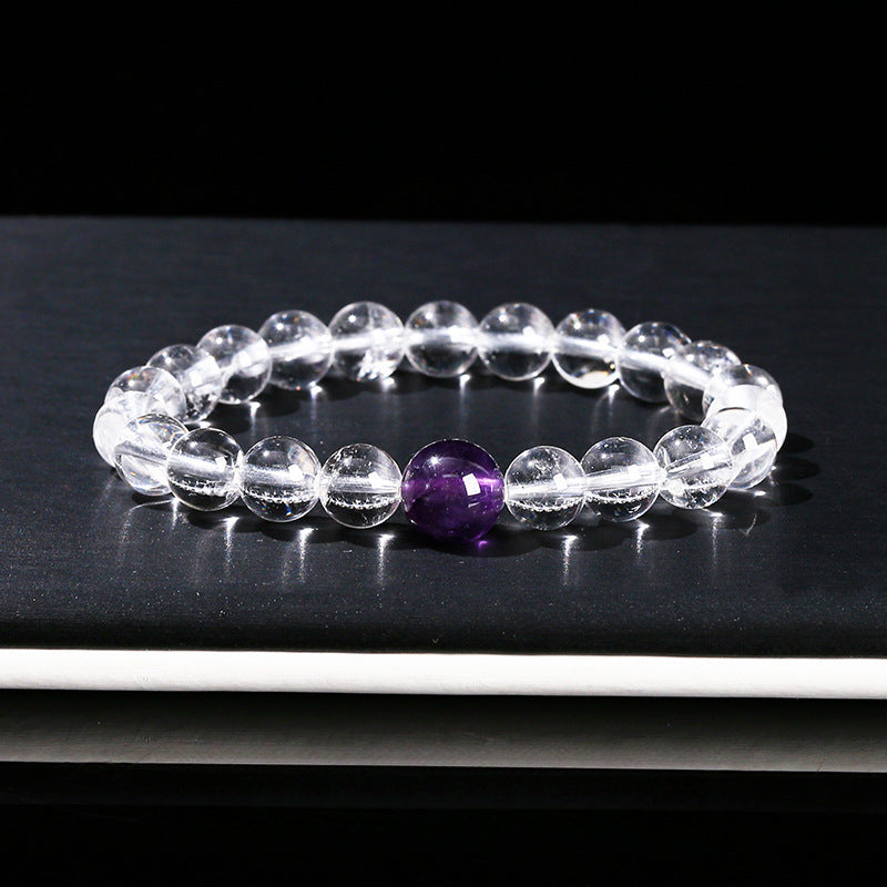 Buddha Life 7A Natural White Crystal, Aquamarine Top Bead Bracelet for Men and Women