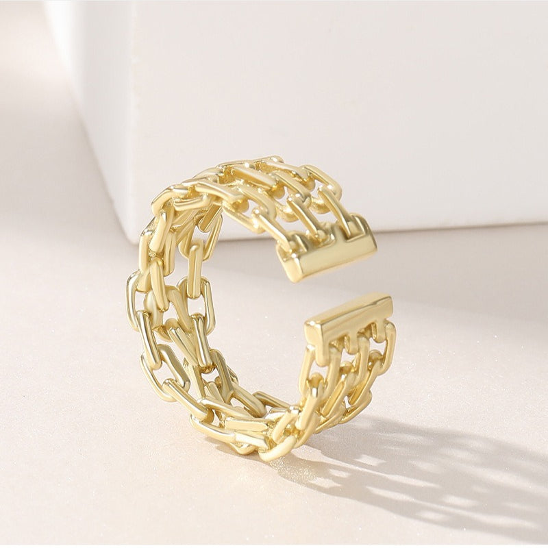 Dapaza S925 Sterling Silver Ring Women's Double Winding Chain Design