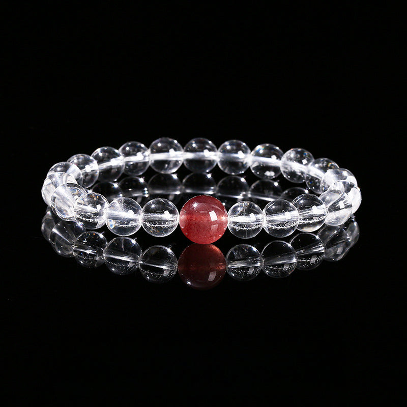Buddha Life 7A Natural White Crystal, Aquamarine Top Bead Bracelet for Men and Women