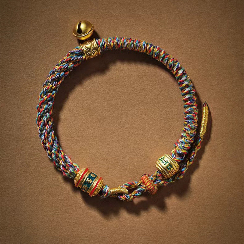 Buddha Life Tibetan Om Mani Padme Hum Mantra Hand Rope Multicolored Rope Hand