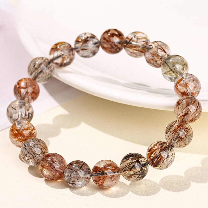 Natural Black Gold Crystal Bracelet for Men and Women
