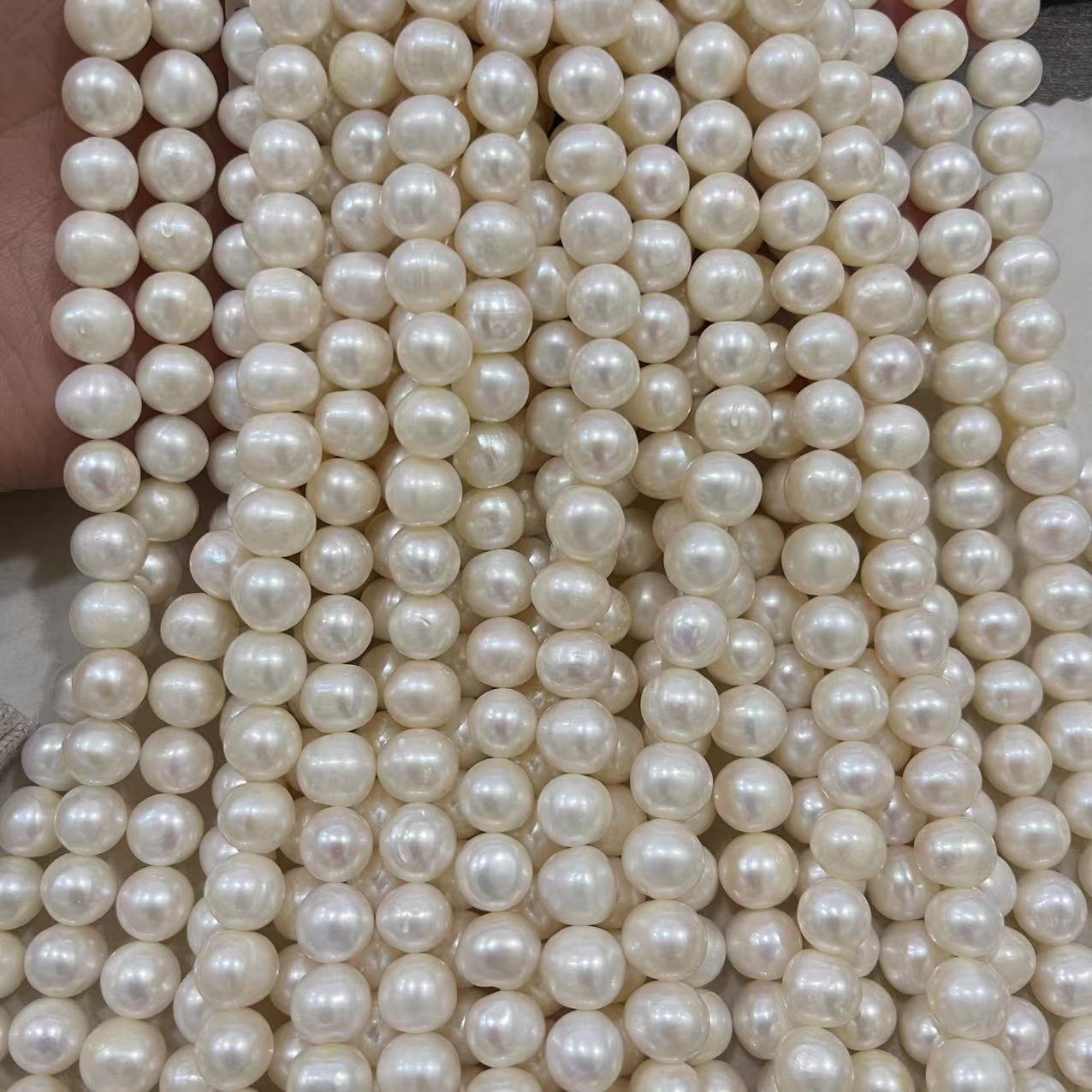 3–10mm Natural Freshwater Near-Round Pearl Strands – Loose White Pearls for DIY Jewelry Making