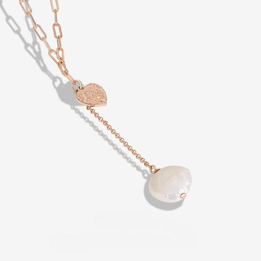 Gold Foil Love Necklace Women's 925 Silver Button Baroque Pearl Collarbone Chain