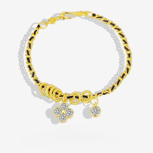 925 Sterling Silver Woven Clover Bracelet Women's Niche Design Fashion Light Luxury Personalized Trend Jewelry