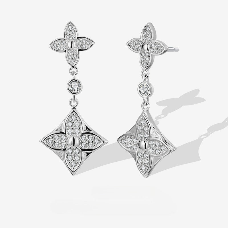 925 Sterling Silver Zirconium Personalized Trend Stud Earrings