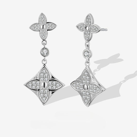 925 Sterling Silver Zirconium Personalized Trend Stud Earrings