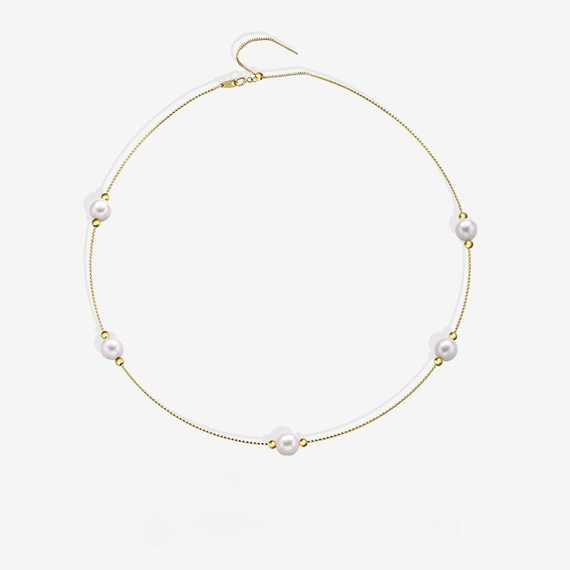 Freshwater Pearl Collar S925 Sterling Silver Baroque Necklace