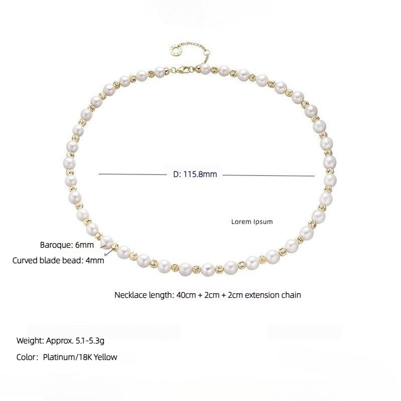 New S925 Sterling Silver Baroque Pearl Necklace