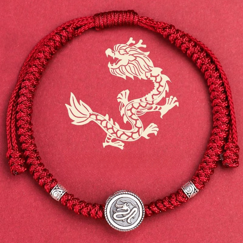Buddha Life S925 Sterling Silver Zodiac Hand Rope Women's 2025 Year of The Snake Natal Year Red Rope