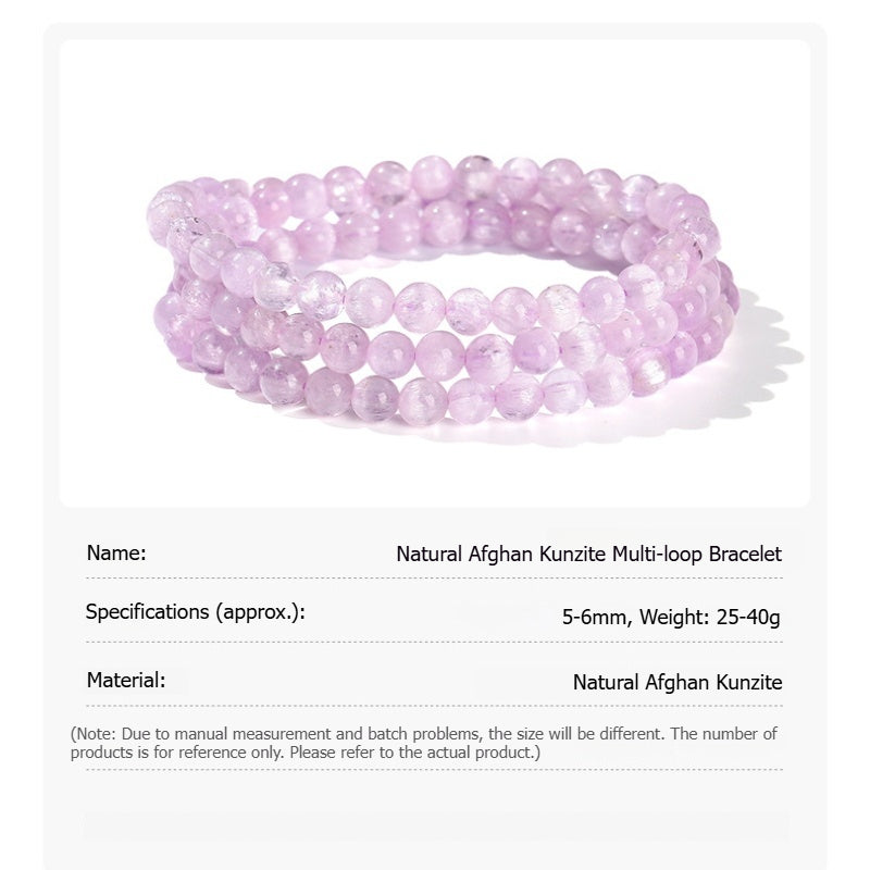 Buddha Life 5A Natural Afghan Kunzite Multi-ring Bracelet