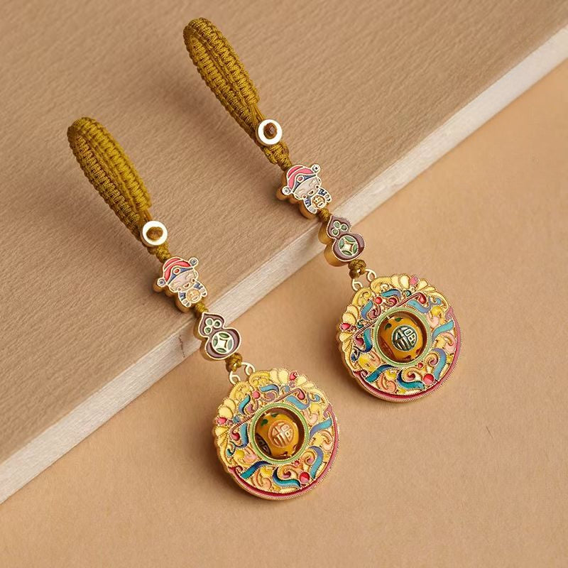 Buddha Life God of Wealth Luck-Changing Beads Wealth Vessel Gourd Keychain Pendant