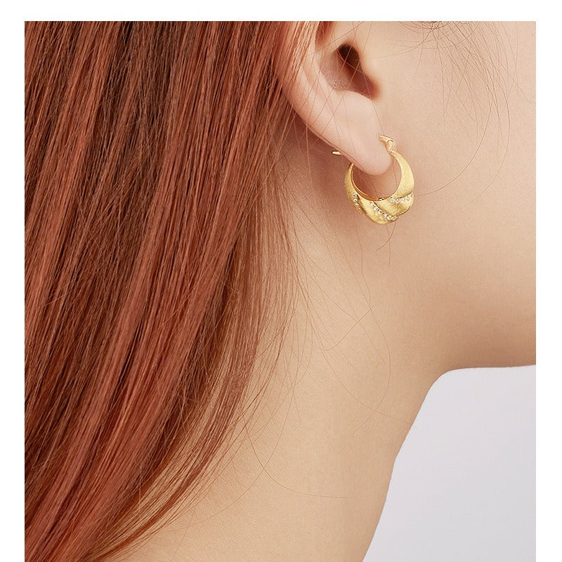 New S925 Sterling Silver Spiral Twist Earrings Niche Design French Retro Ear Jewelry