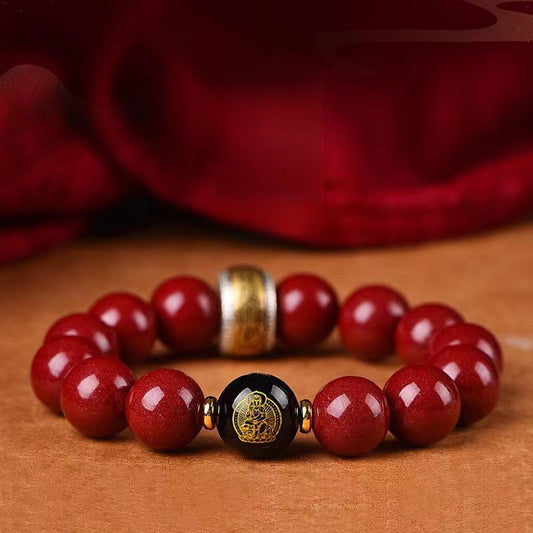 Buddha Life Cinnabar Sterling Silver Natal Buddha Chinese Zodiac Bracelet