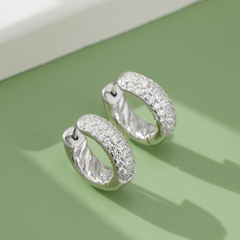 S925 Sterling Silver Earrings Women's Niche Design High-end Zircon Ring