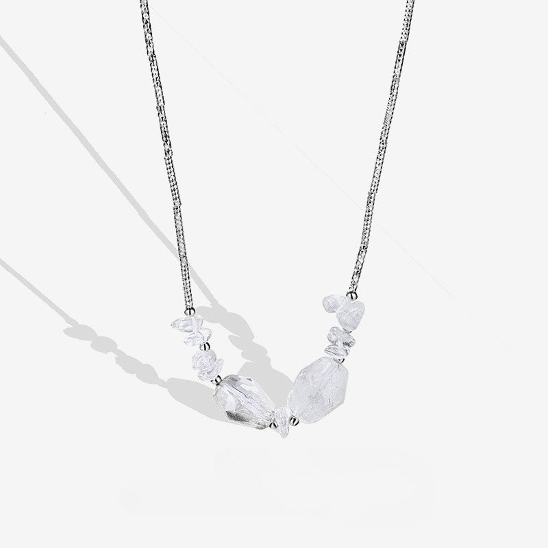 925 Sterling Silver Irregular Crystal Necklace Niche Design