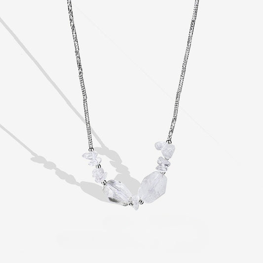 925 Sterling Silver Irregular Crystal Necklace Niche Design