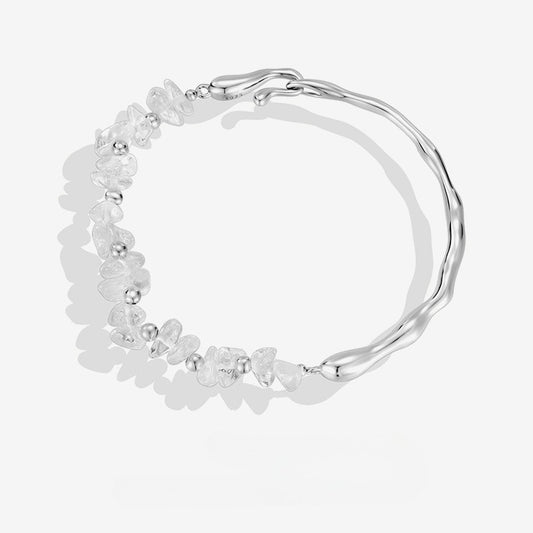 S925 Sterling Silver Natural Irregular White Crystal Bracelet