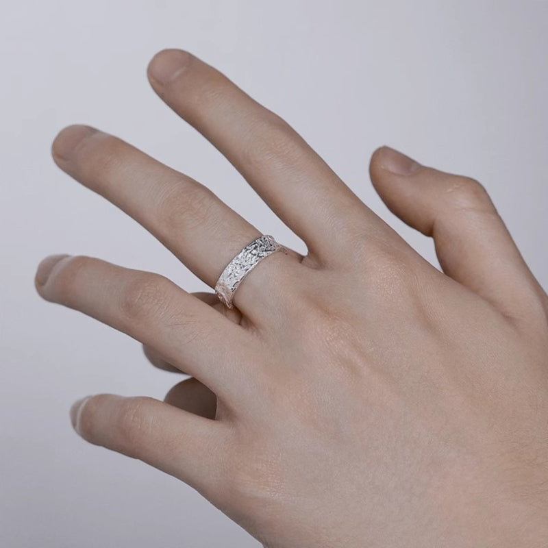 Dapaza S999 Silver Lava Texture Ring