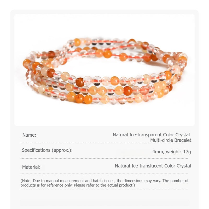 Buddha Life Natural Ice Transparent Color Crystal Multi-circle Bracelet