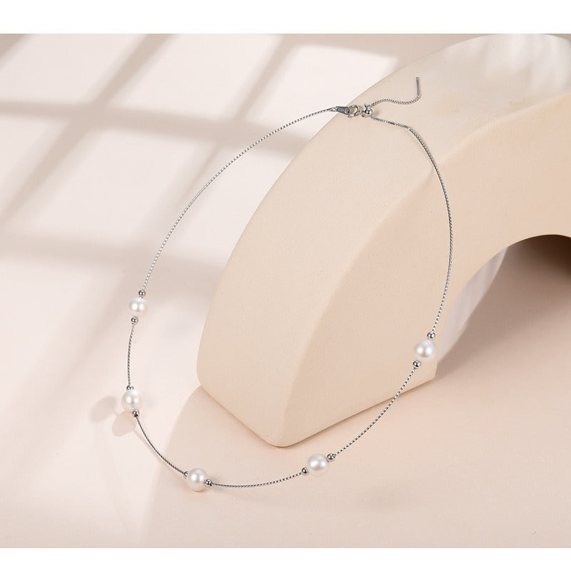 Freshwater Pearl Collar S925 Sterling Silver Baroque Necklace