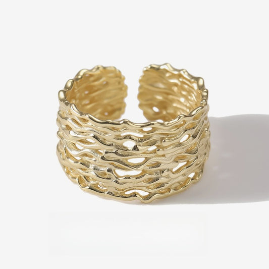 Dapaza S925 Silver Geometric Textured Ring