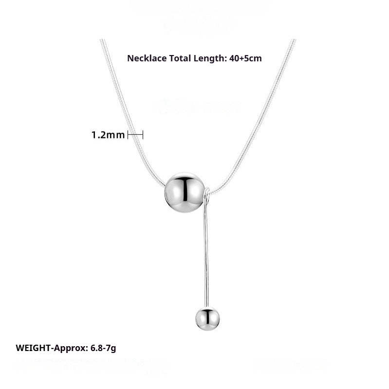 925 Sterling Silver Double Round Bead Fringed Snake Bone Chain Female Simple Niche Design