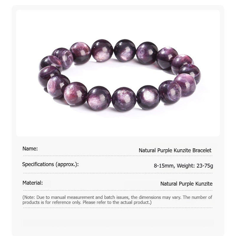 Buddha Life 5A Natural Purple Kunzite Cat's Eye Crystal Single Circle Bracelet