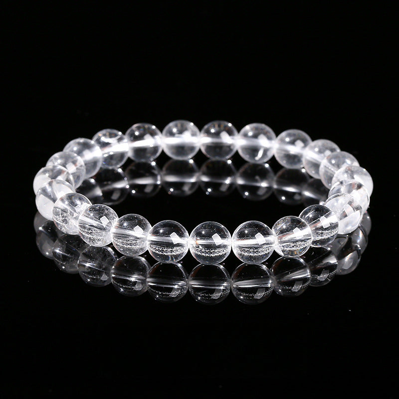 Buddha Life 8A Natural White Crystal Bracelet Transparent Crystal Bead Single Ring Bracelet for Girls