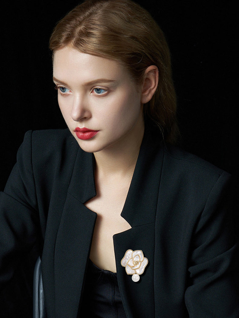 Camellia Corsage Anti-exposure Pin Clothing, New Year's Gift, Christmas Gift, Birthday Gift