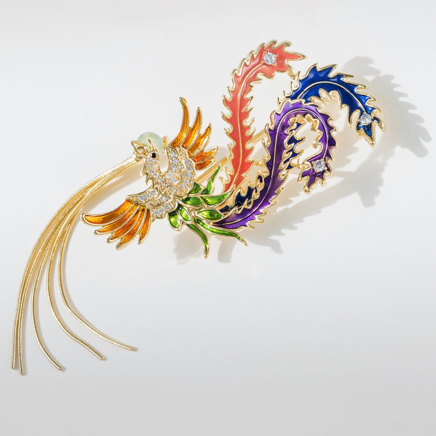 Exquisite Elegant Diamond Phoenix Animal Brooch