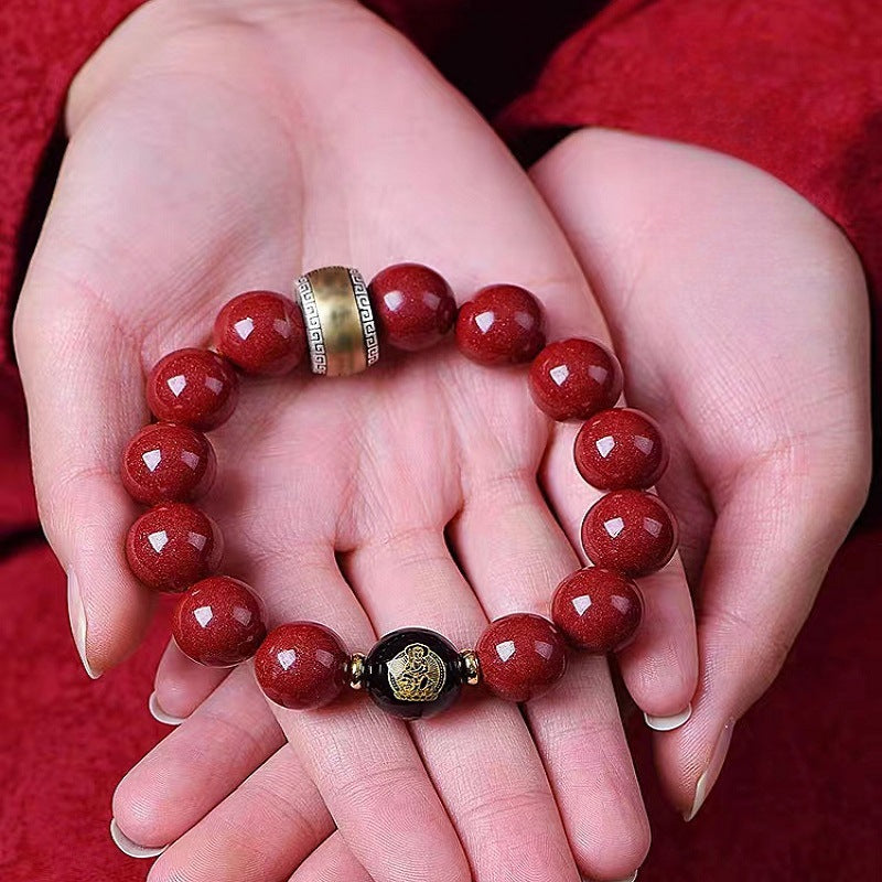 Buddha Life Cinnabar Sterling Silver Natal Buddha Chinese Zodiac Bracelet