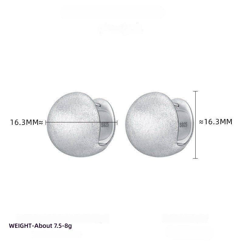 New S925 Sterling Silver Fashion Round Brushed Earrings