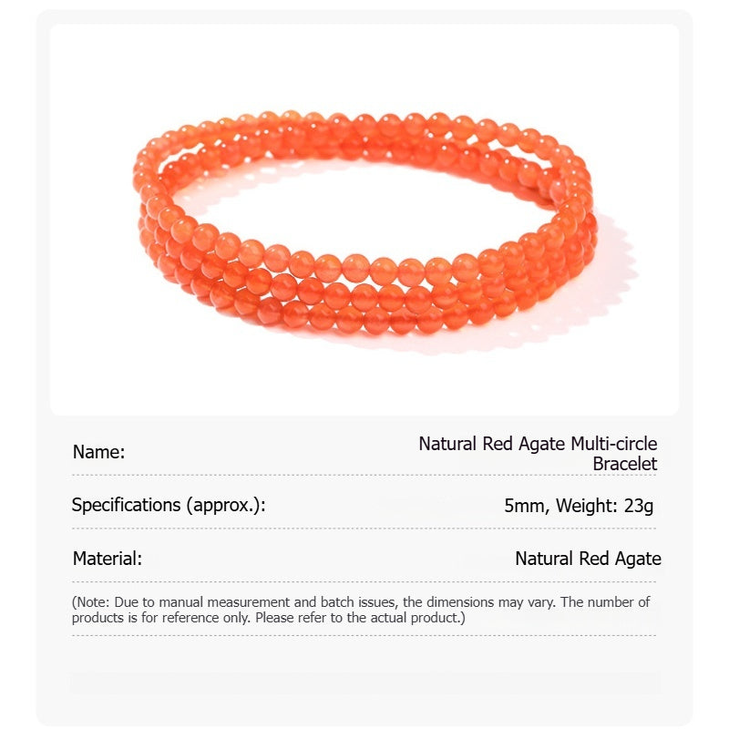 Buddha Life 7A Natural South Red Agate Multi-circle Bracelet