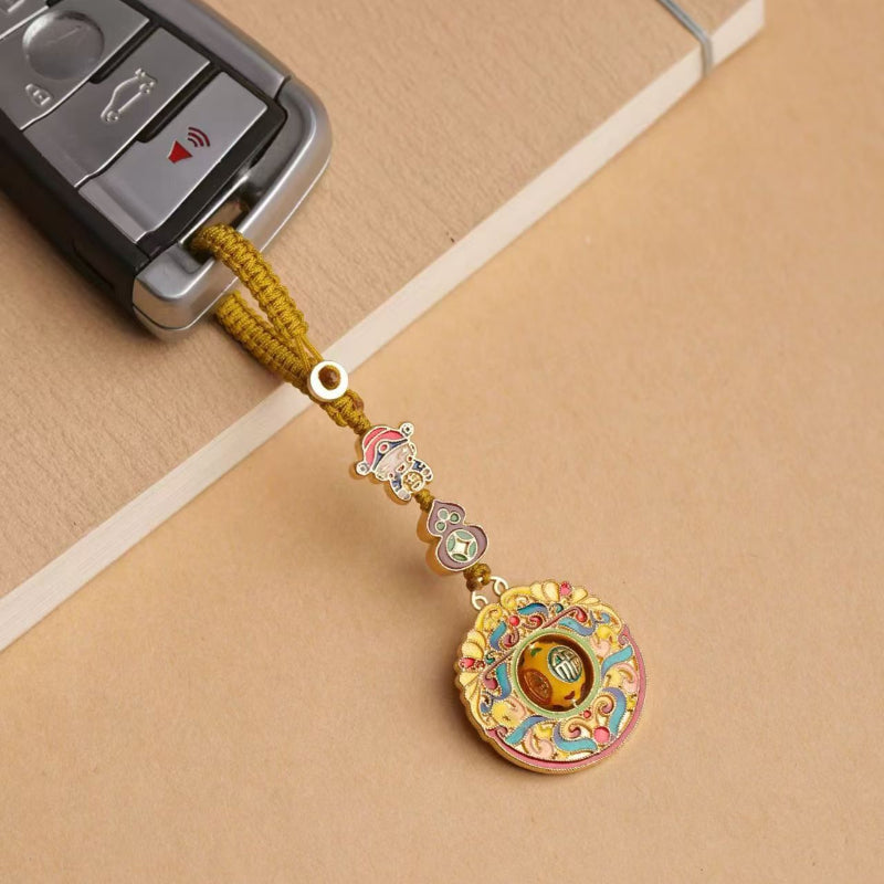Buddha Life God of Wealth Luck-Changing Beads Wealth Vessel Gourd Keychain Pendant