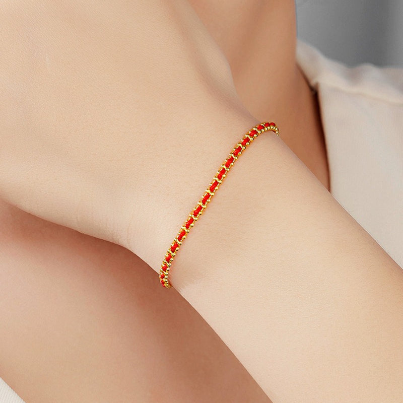 925 Sterling Silver Natal Year Red Rope Bracelet Personalized Niche Design Sense Handmade Hand Rope Jewelry