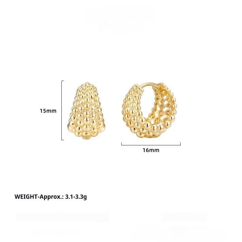 Simple Autumn and Winter 925 Sterling Silver C-shaped Bead Earrings