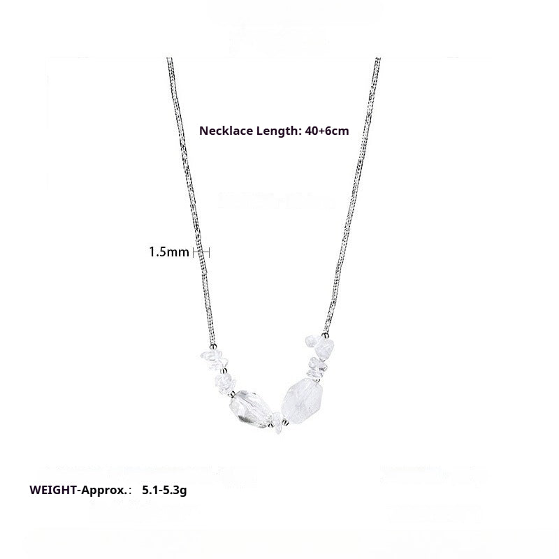 925 Sterling Silver Irregular Crystal Necklace Niche Design