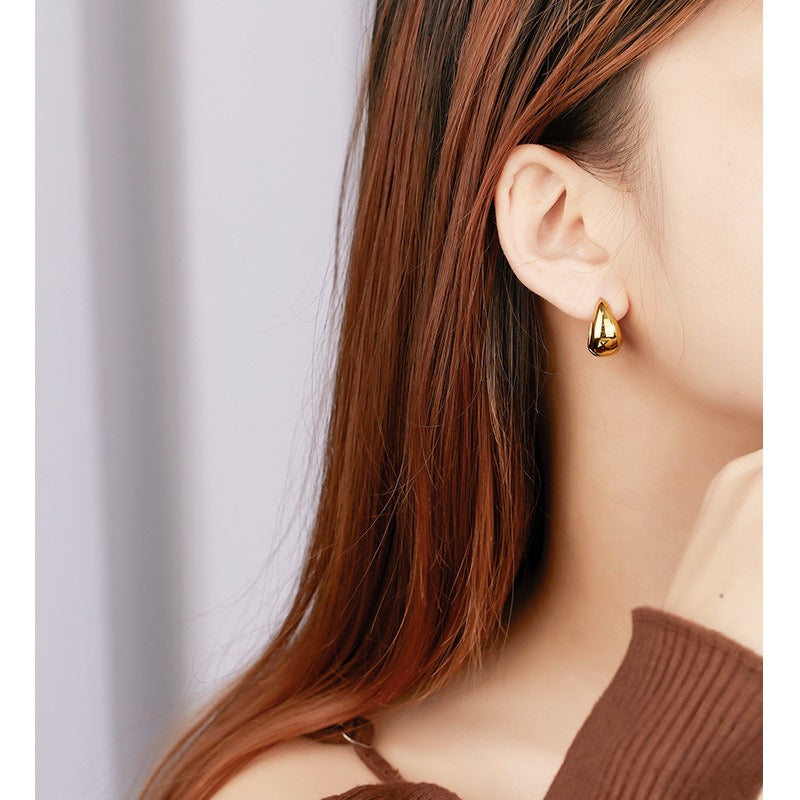 925 Sterling Silver Water Drop Earrings Personalized Simple Design Silver Jewelry