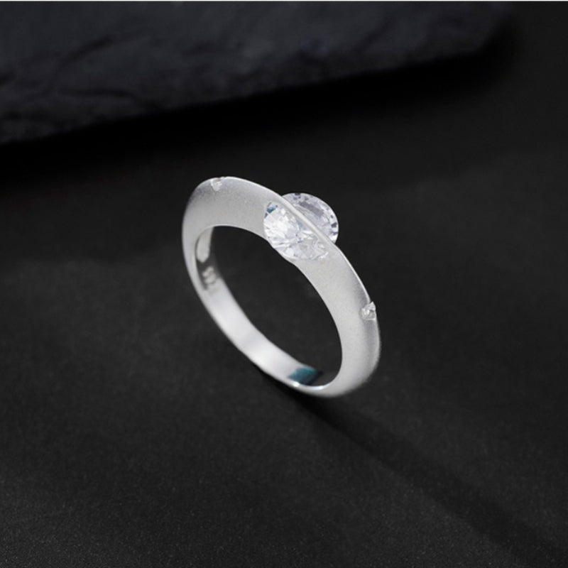 S925 Sterling Silver Frosted Cosmic Star Rotatable Ring