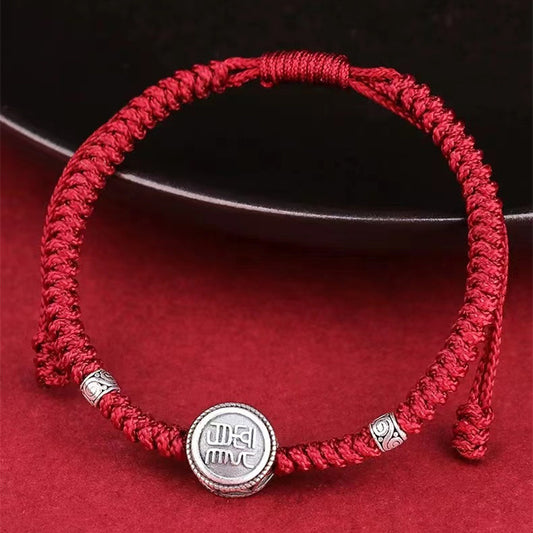Buddha Life S925 Sterling Silver Zodiac Hand Rope Women's 2025 Year of The Snake Natal Year Red Rope