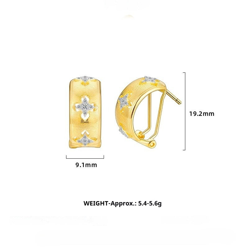 S925 Sterling Silver Italian Brushed Hollow Earrings