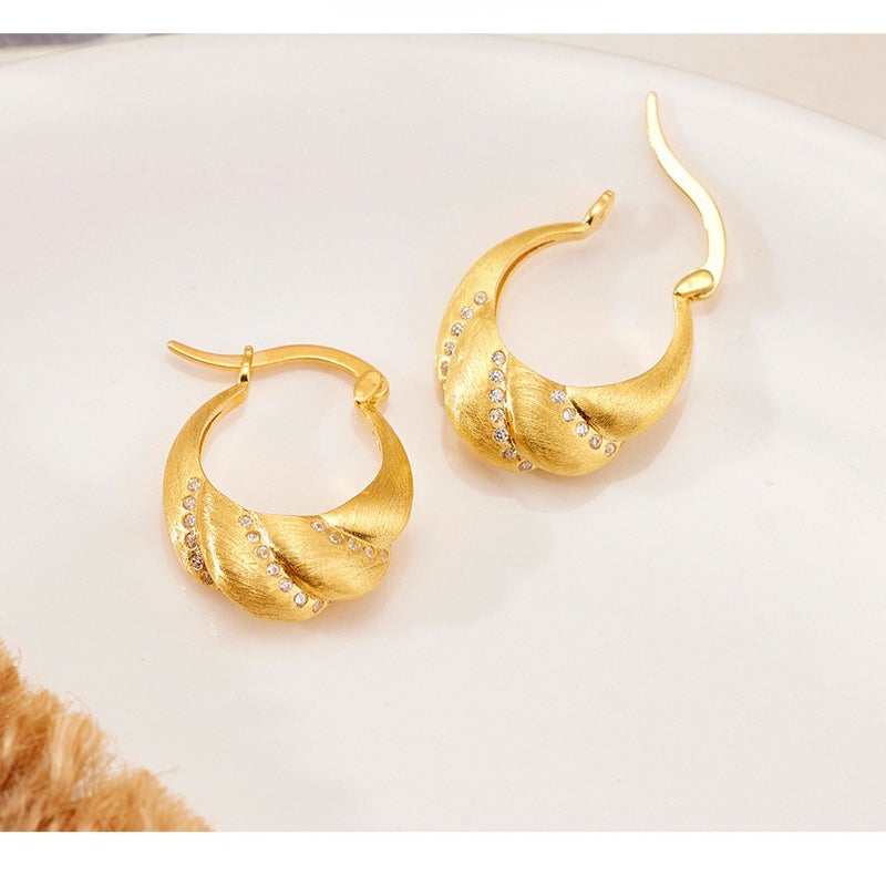 New S925 Sterling Silver Spiral Twist Earrings Niche Design French Retro Ear Jewelry