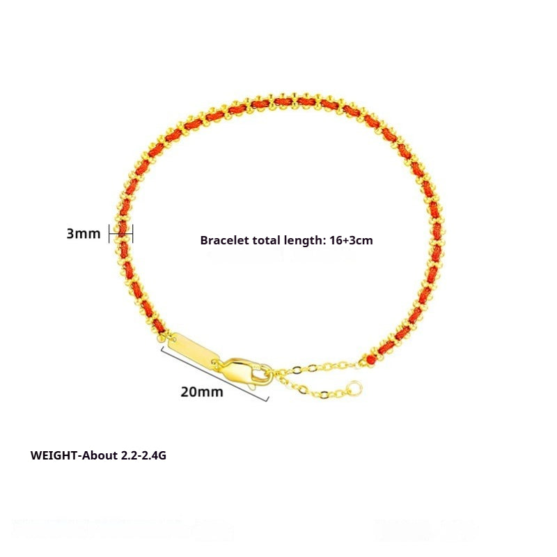 925 Sterling Silver Natal Year Red Rope Bracelet Personalized Niche Design Sense Handmade Hand Rope Jewelry